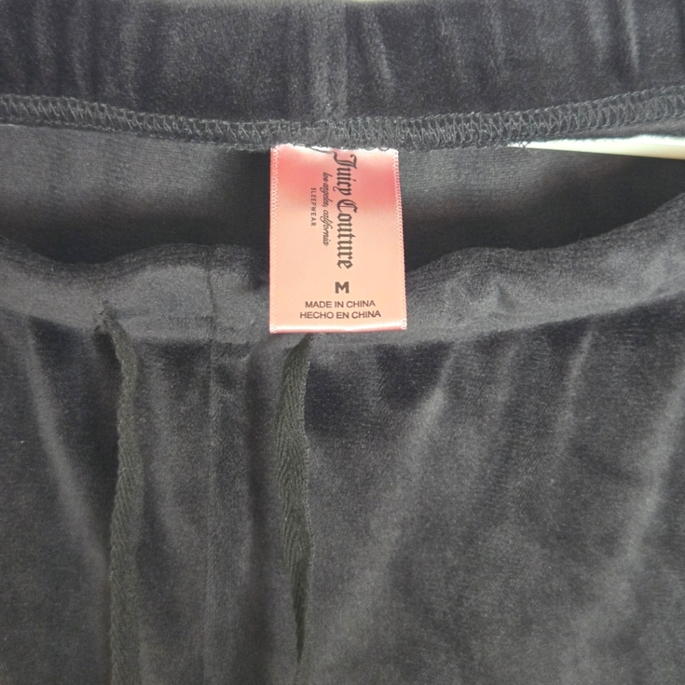 NWOT Juicy Black Velour Tracksuit Lounge Set Rhinestone Logo - Picture 7 of 7